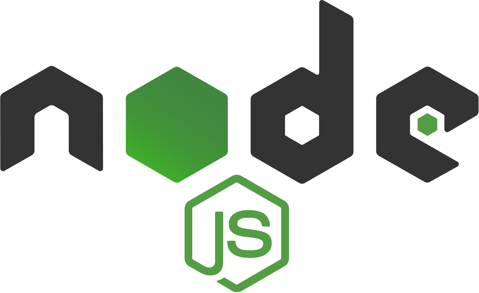 Logo de Node.js, plataforma de desarrollo de software basada en JavaScript.